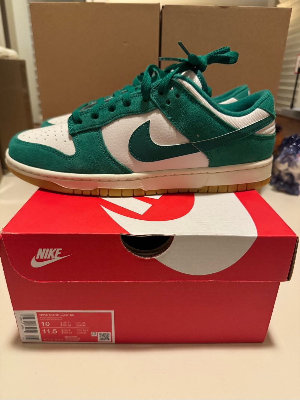 Nike Dunk Low Green Suede with White Leather